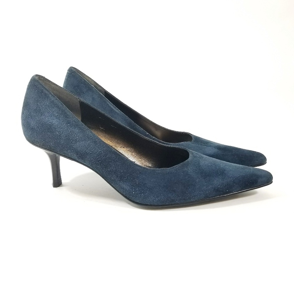 Nine West Blue Suede Pumps Pointed Toe